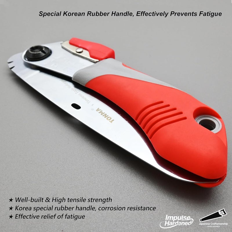 TONMA JP TONMA Folding Saw [Made in Korea] 5 "(130mm) Medium Teeth Small Pocket Pruning Hand Saw for Wood Cutting, Outdoor Camping, Gardening, Japanese Craft Plating Impulse Hardened Stainless Blade - Image 4